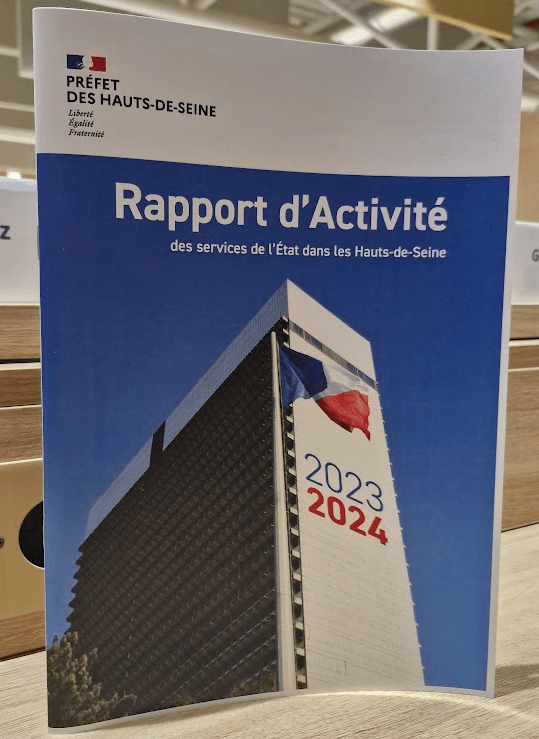 Couverture du rapport d'activité de la préfecture des Hauts de Seine pour les années 2023 et 2024.